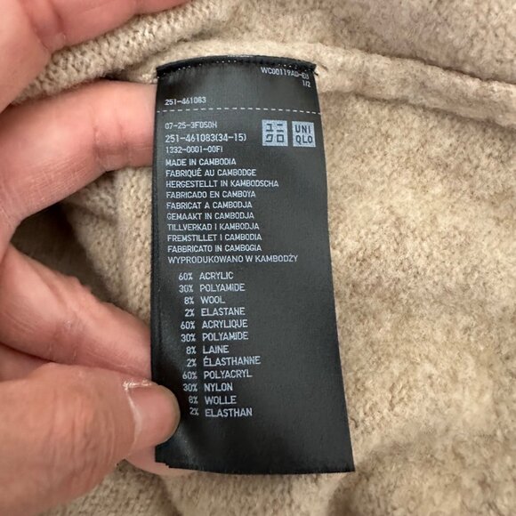 Uniqlo Ribbed V Neck Cardigan Knit Wool Acrylic Blend Front Buttons Closure Long - Picture 9 of 10